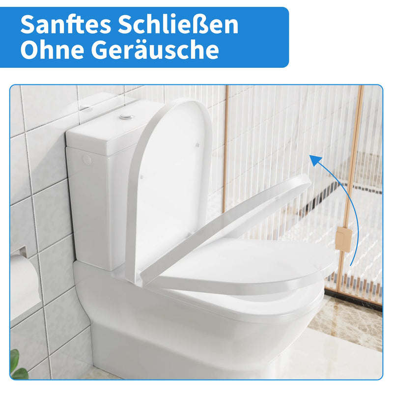 Abattant WC Frein de Chute Forme D ou O, Clipsable, PP Blanc