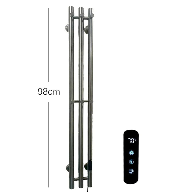 Sèche-Serviette Électrique Mural Vertical 3 ou 4 Barres Inox 98 cm