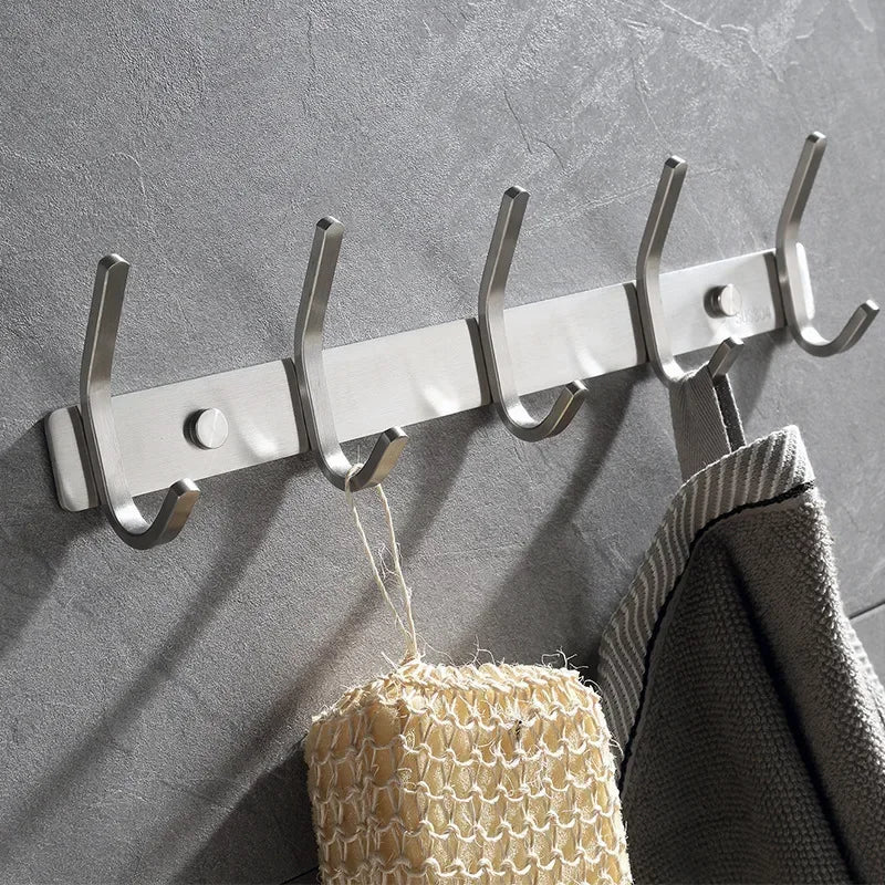 Patère Salle de Bain Inox Brossé, Barre de 1 à 7 Crochets