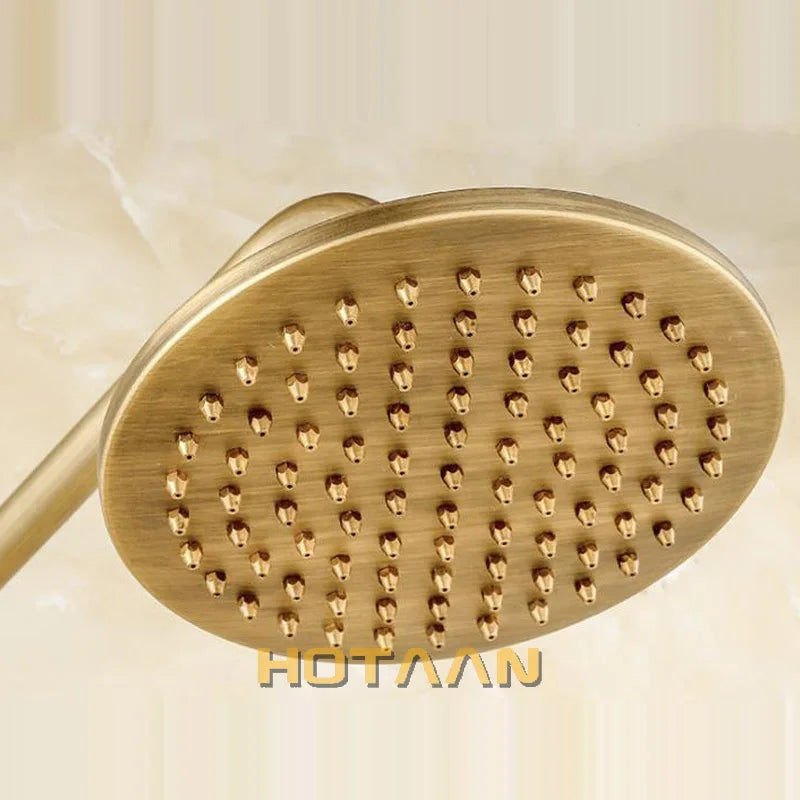 Pommeau de Douche Pluie Rond 20 cm en Laiton Antique avec ou sans Bras