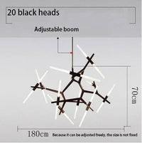Suspension Cuisine Branches LED Doré ou Noir, 6 à 20 Lampes