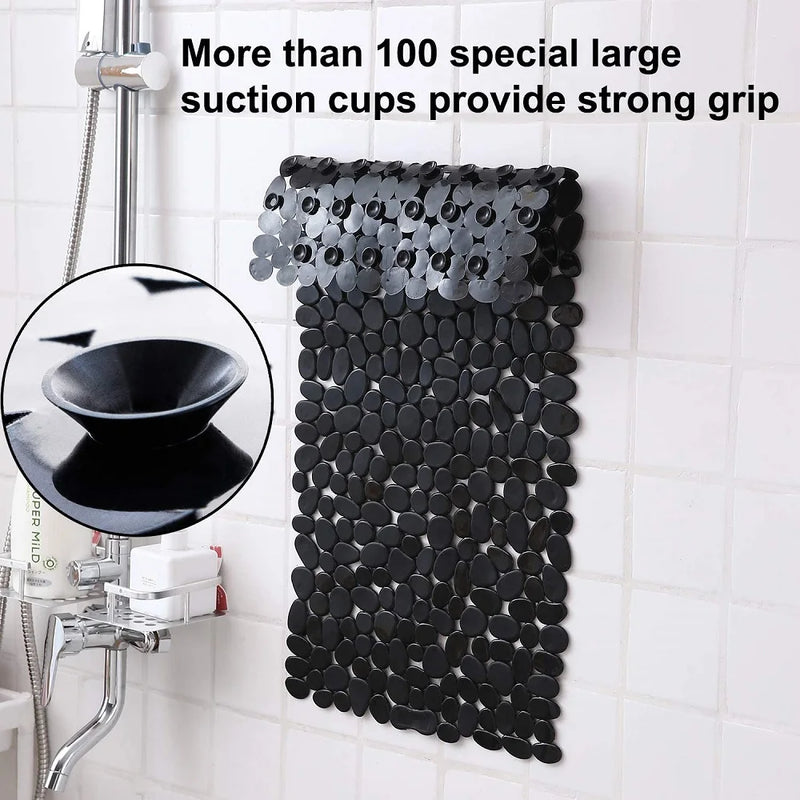 Tapis de Baignoire Galets Antidérapant à Ventouses 70 x 36 ou 88 x 40 cm
