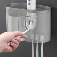 Porte-Brosse à Dents Mural avec Distributeur, Gobelet et Bac de Rangement 20 cm