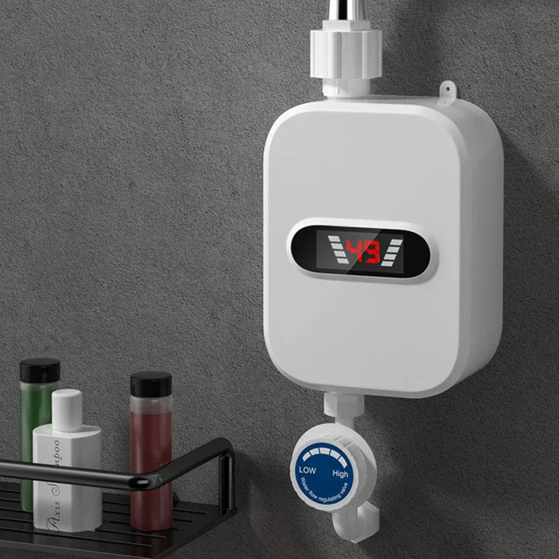 Mini Chauffe-Eau Instantané 3 500 W avec Douchette, Fiche Européenne, Britannique ou Américaine