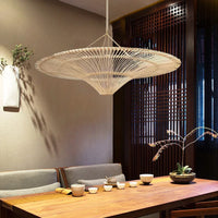Suspension Cuisine Rotin Chapeau de Paille Wabi-Sabi, Ø 60 à 120 cm