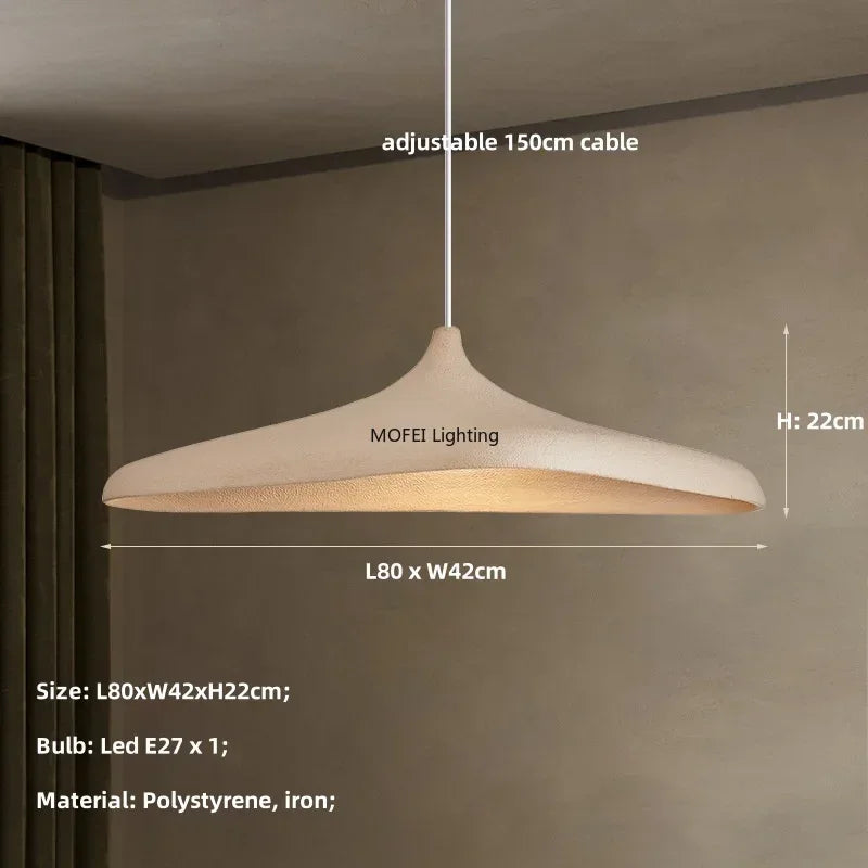Suspension Cuisine Japonaise Wabi-Sabi Beige, Abat-Jour 80 ou 100 cm