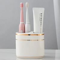 Porte-Brosse à Dents et Dentifrice Céramique Ovale, 4 Décors, 11 cm