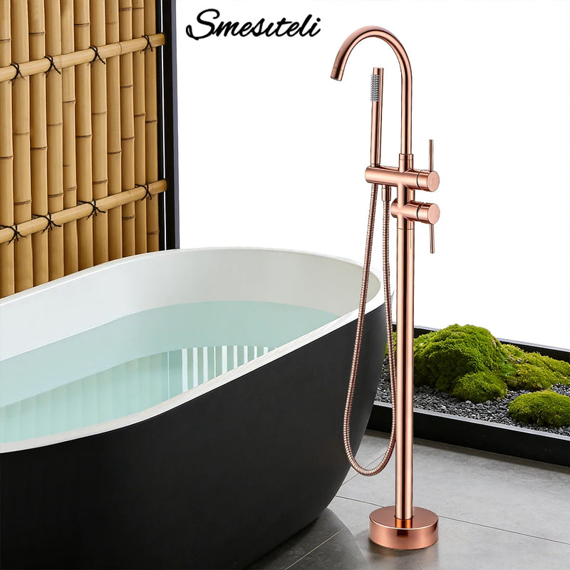 Robinet Baignoire sur Pied Deux Leviers, Inverseur et Douchette, 7 Finitions