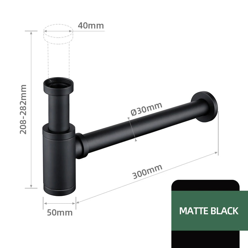 Siphon de Lavabo Laiton Mural Réglable 20,8 à 28,2 cm, 6 Finitions