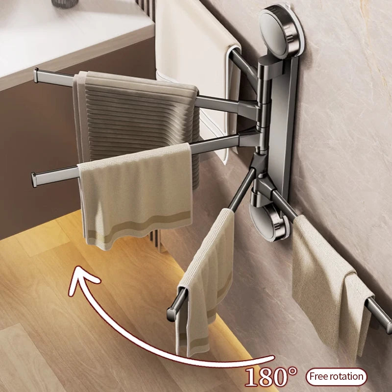 Porte-Serviette Rotatif Ventouse Pliable Aluminium
