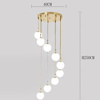 Suspension Cuisine Spirale Globes Blancs, Escalier ou Îlot, 3 à 25 Têtes