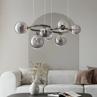 Suspension Cuisine Globes Verre sur Anneaux, 5, 7 ou 9 Têtes