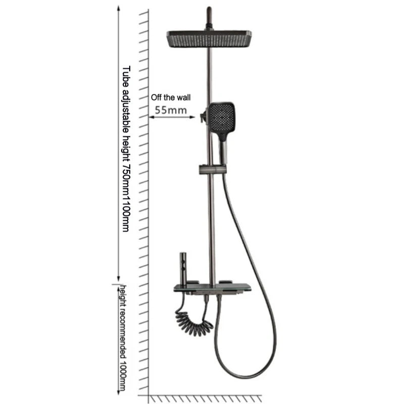 Colonne de Douche Écran Digital Gris Anthracite avec Tablette Rétroéclairée