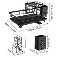 Égouttoir à Vaisselle Compact en Acier au Carbone Antirouille Noir