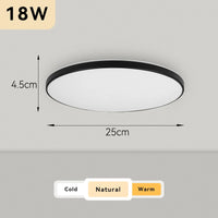 Plafonnier Cuisine LED Rond Ultra Plat 4,5 cm, Blanc ou Noir, 15 à 50 W