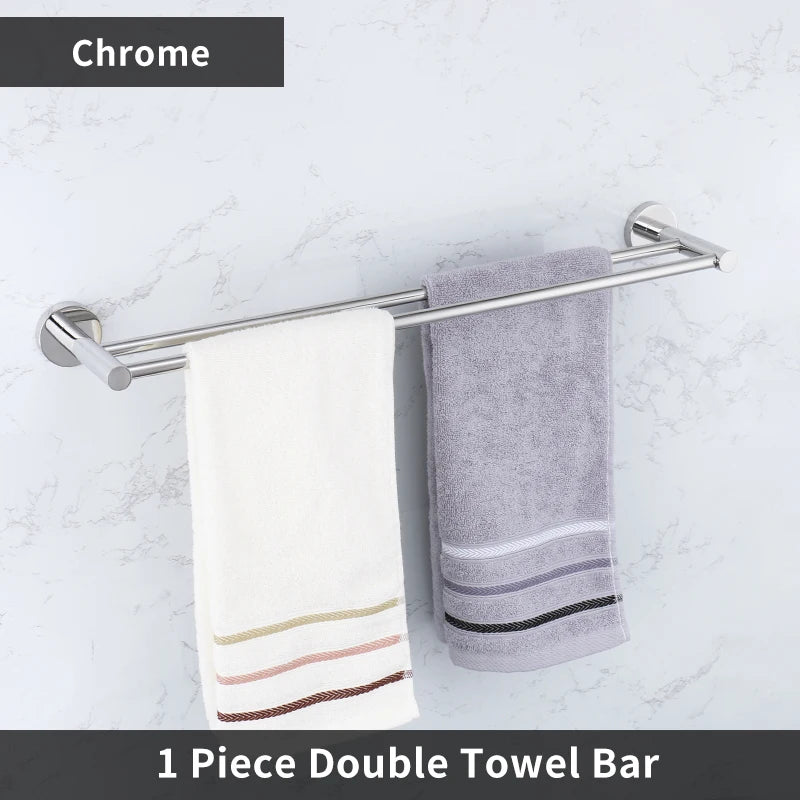 Accessoires Salle de Bain Chromés Inox à la Pièce, 14 Articles
