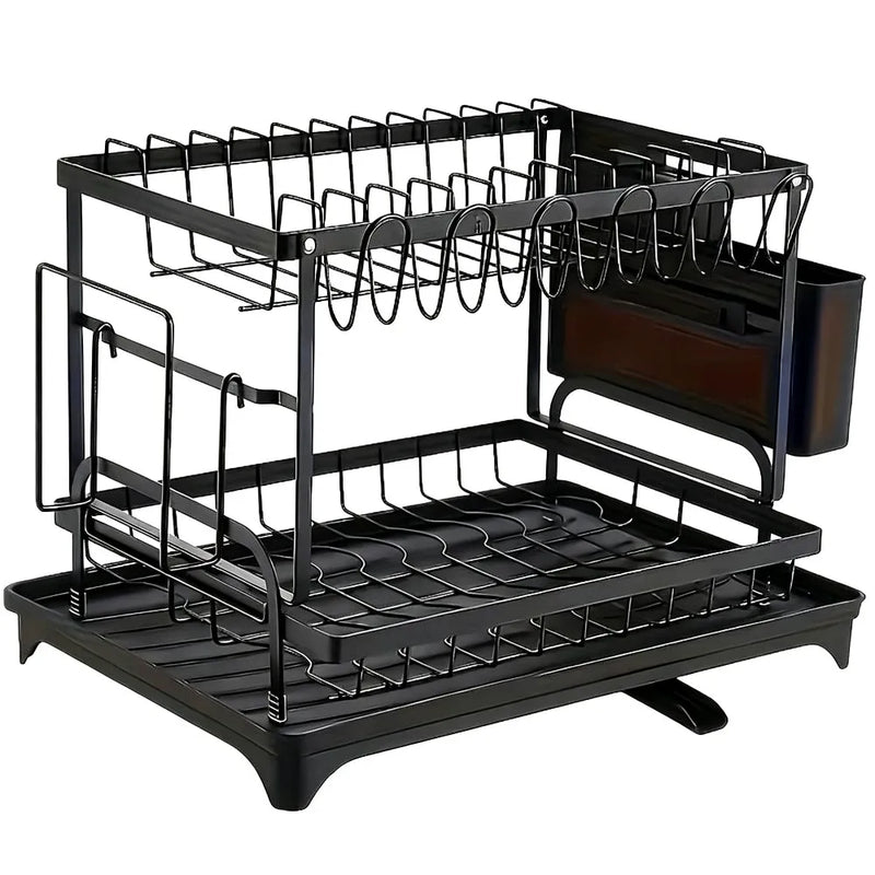 Égouttoir à Vaisselle Acier Carbone Noir, 1 ou 2 Niveaux, 5 Modèles