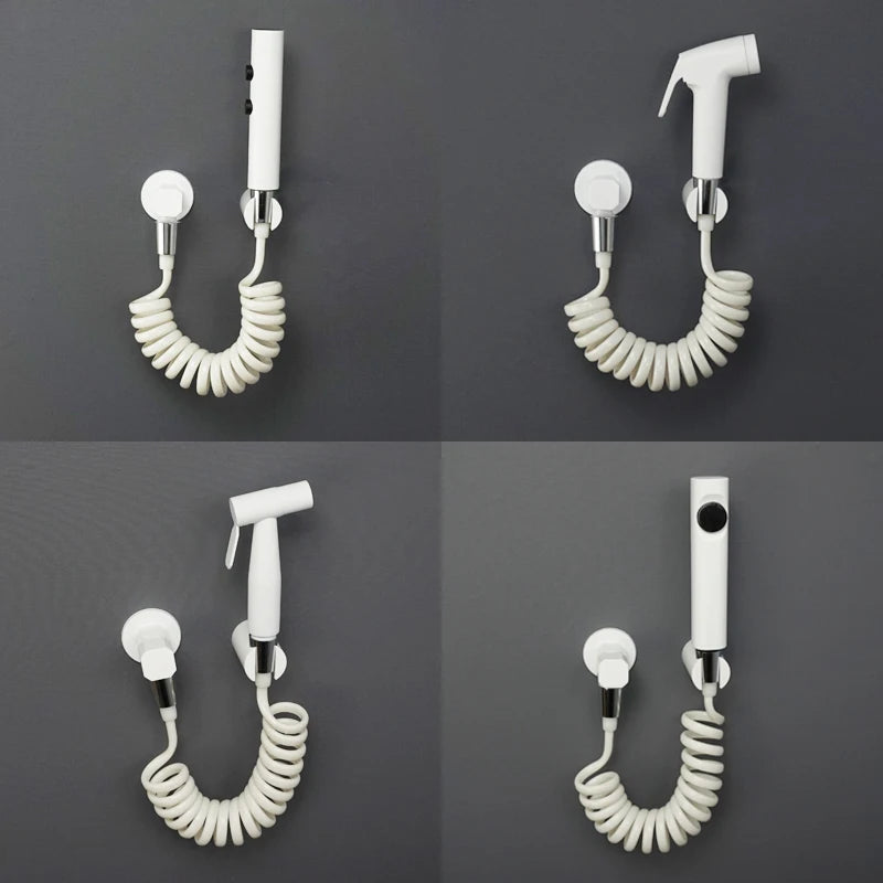 Douchette WC Blanche Pulvérisateur ABS ou Inox avec Flexible et Support Mural