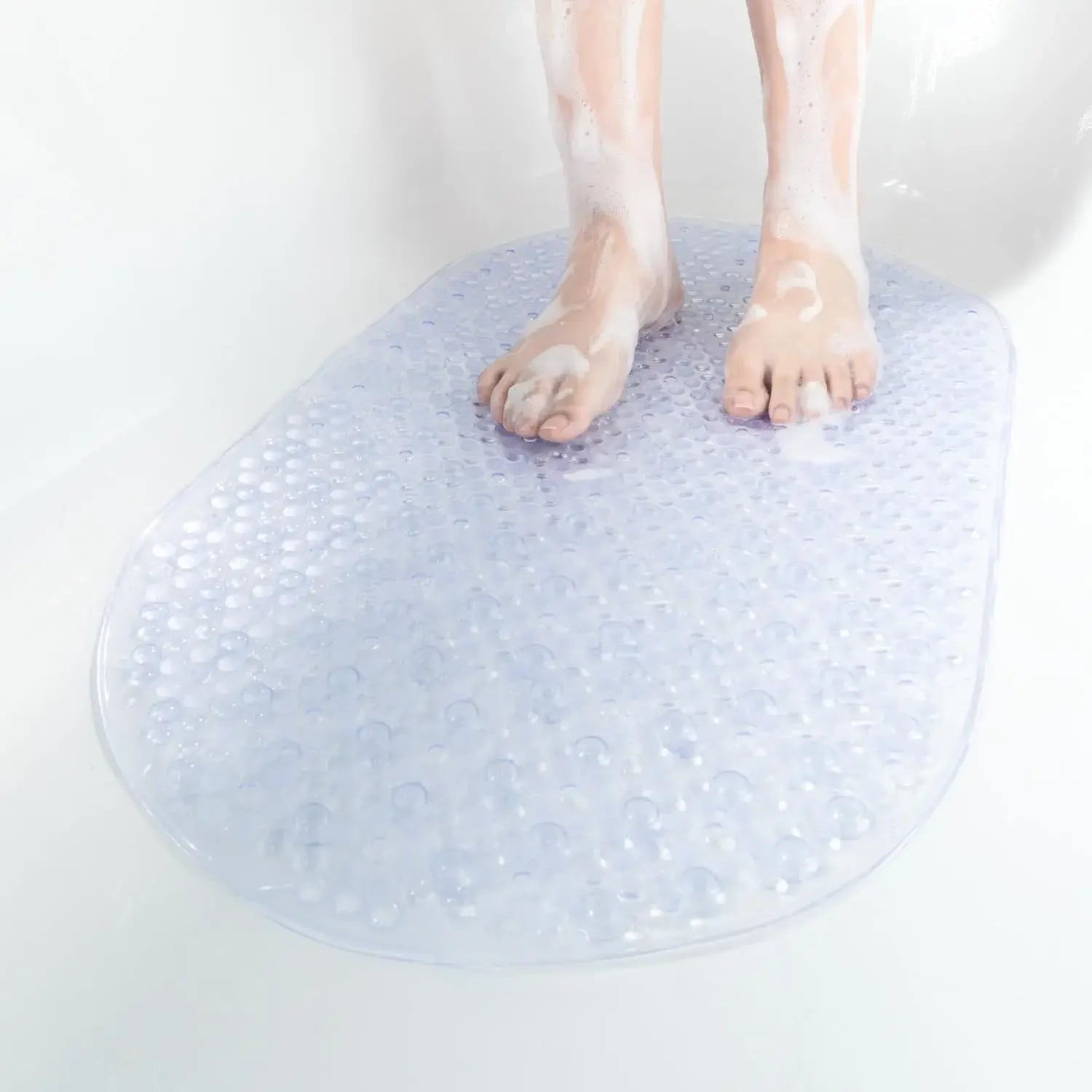 Tapis de Douche Ovale à Bulles Ventouses Anti-Moisissure