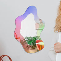 Miroir Mural Irisé en Acrylique, Forme Organique, 3 Tailles