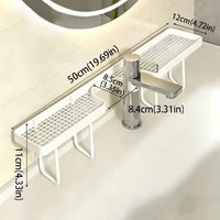 Étagère de Robinet pour Lavabo Sans Perçage, Noir ou Blanc, 50 cm