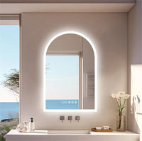 Miroir LED Salle de Bain Arche Anti-Buée avec Heure et Température