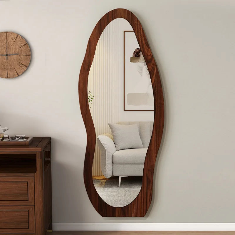 Miroir sur Pied Forme Organique Noir ou Noyer