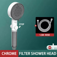 Pommeau de Douche Filtrant 10 Modes Haute Pression avec Bouton Stop