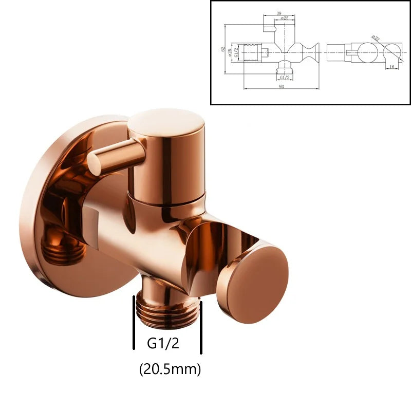 Douchette WC Or Rose Eau Froide en Laiton avec Robinet d'Angle