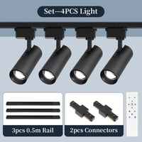 Spot LED sur Rail Dimmable, Kit 3 à 8 Spots 20 W avec Télécommande