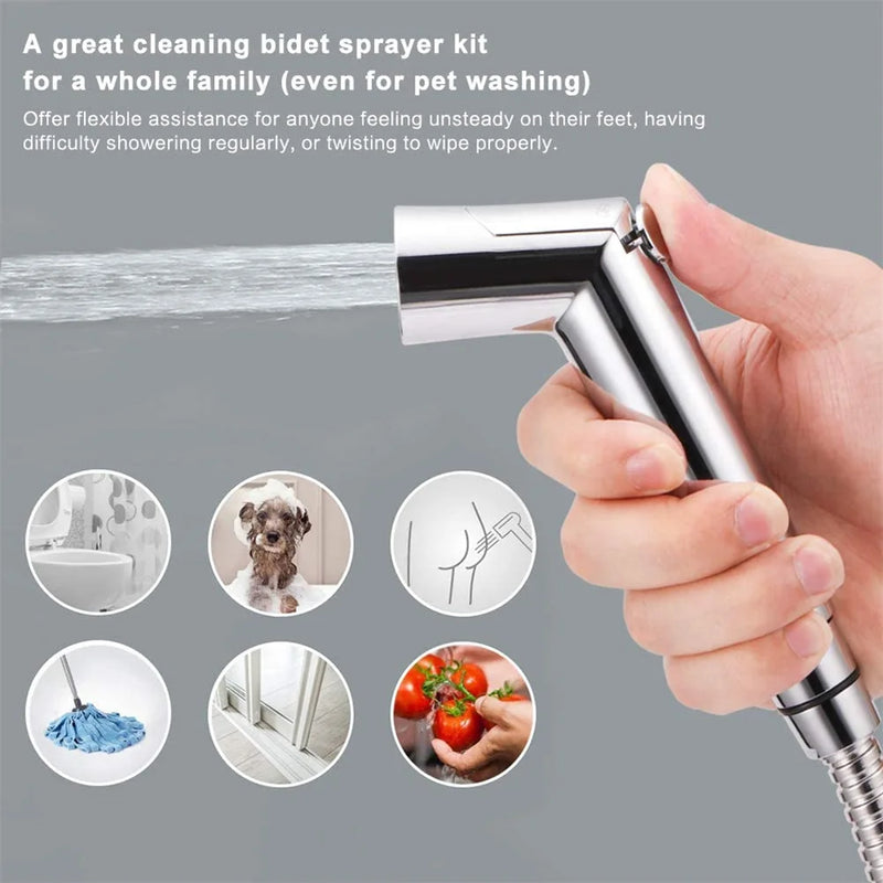 Douchette WC Chromée ABS à Débit Réglable, 14,5 cm