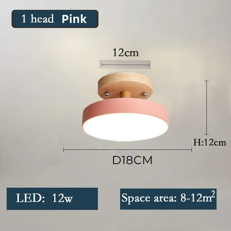 Plafonnier LED Nordique Bois, 1 à 7 Têtes, 4 Coloris