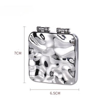 Miroir de Poche Carré Pliant à Relief Ondulé, Violet ou Argent