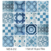 Lot de 16 Stickers Carrelage Adhésifs Motif Aquarelle