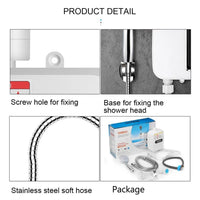 Mini Chauffe-Eau Instantané 3 500 W avec Douchette, Écran LCD et Flexible Inox
