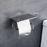 Porte-Papier Toilette Mural Inox 304 Chromé avec Tablette