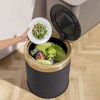 Poubelle de Salle de Bain Ronde 12L Couvercle à Pression