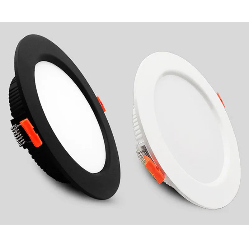 Spot LED Encastrable Plat Rond Noir ou Blanc, 3 à 30 W