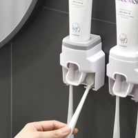 Distributeur de Dentifrice Mural Automatique avec Porte-Brosses, 4 Coloris, 7,5 x 10 cm