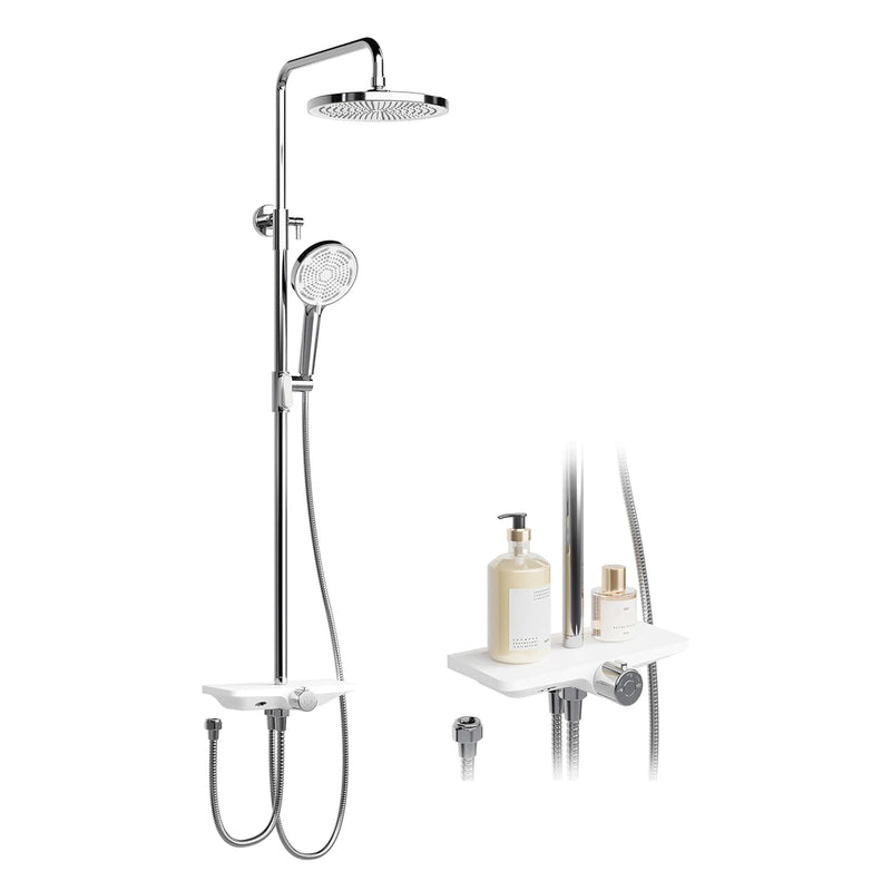 Colonne de Douche Murale Inox avec Étagère Intégrée