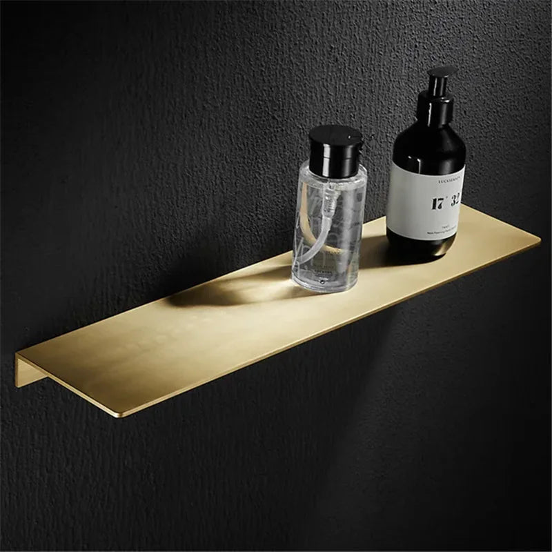 Étagère de Salle de Bain d'Angle Dorée Brossée 20 à 50 cm