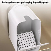 Brosse WC Murale Sans Perçage avec Support à Couvercle Basculant, 47,5 cm