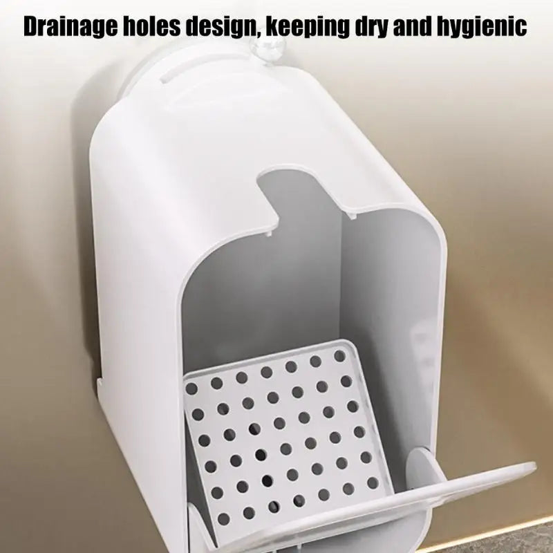 Brosse WC Murale Sans Perçage avec Support à Couvercle Basculant, 47,5 cm