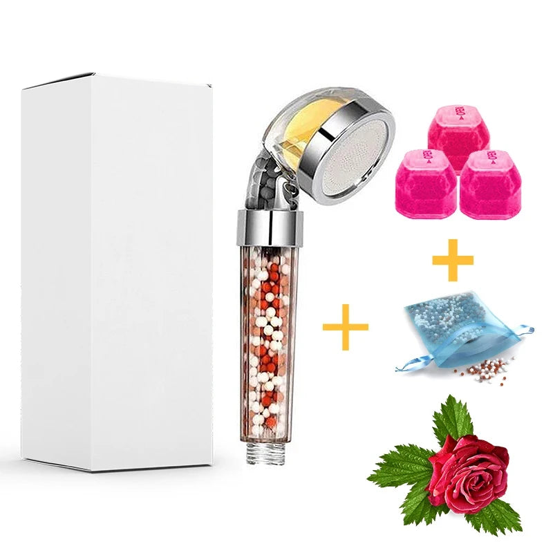 Pommeau de Douche Vitamine C Filtrant Parfumé Citron, Rose, Lavande ou Jasmin