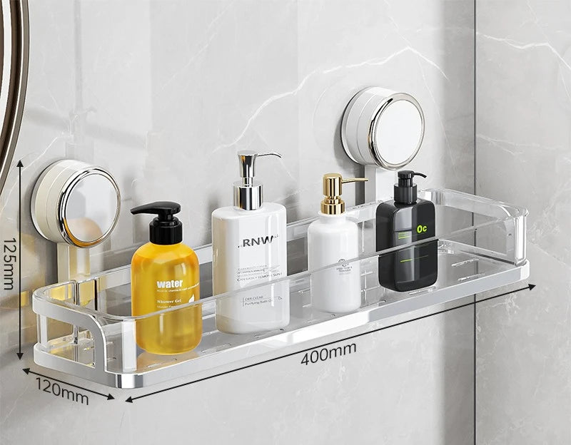 Étagère Salle de Bain à Ventouses Sans Perçage, Simple, Double ou Angle