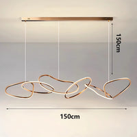 Suspension Cuisine LED Anneaux Entrelacés, 80 à 180 cm
