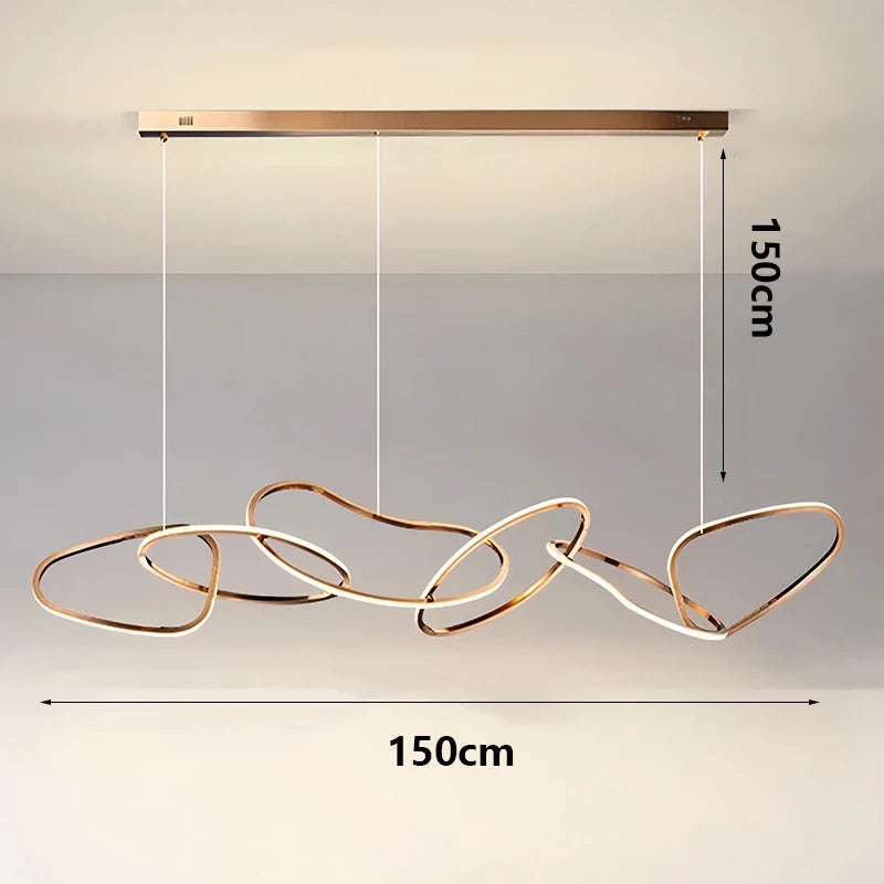 Suspension Cuisine LED Anneaux Entrelacés, 80 à 180 cm