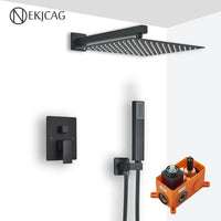 Douche Encastrable 2 Voies à Pommeau Carré, 25 à 40 cm, 4 Finitions