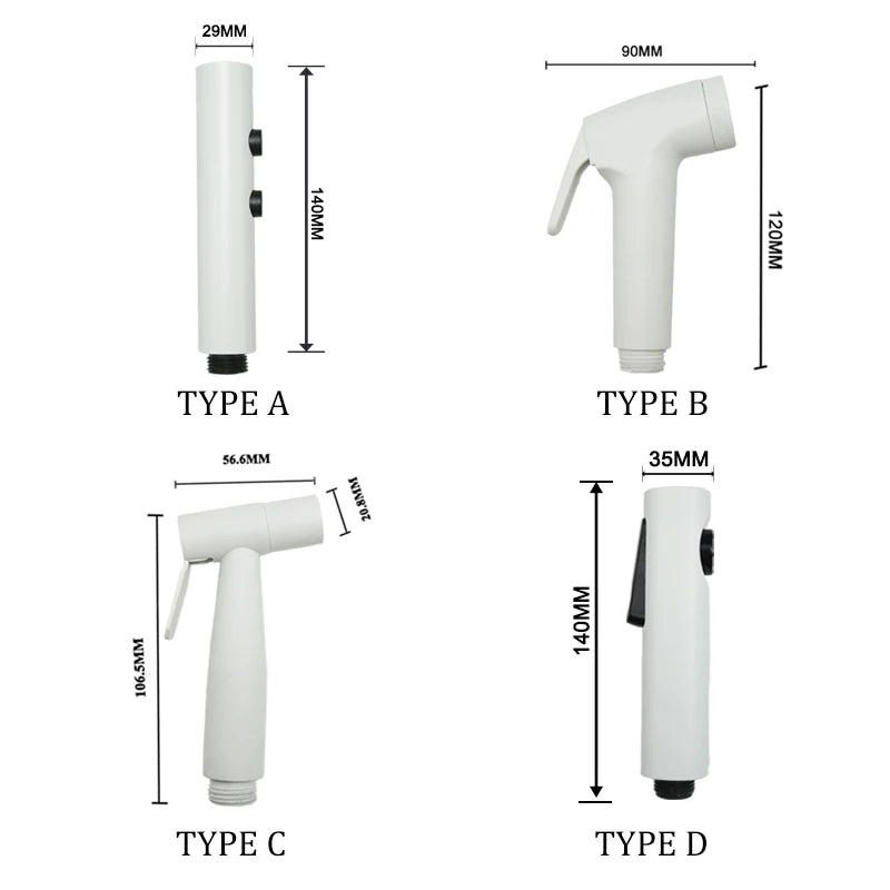Douchette WC Blanche Pulvérisateur ABS ou Inox avec Flexible et Support Mural