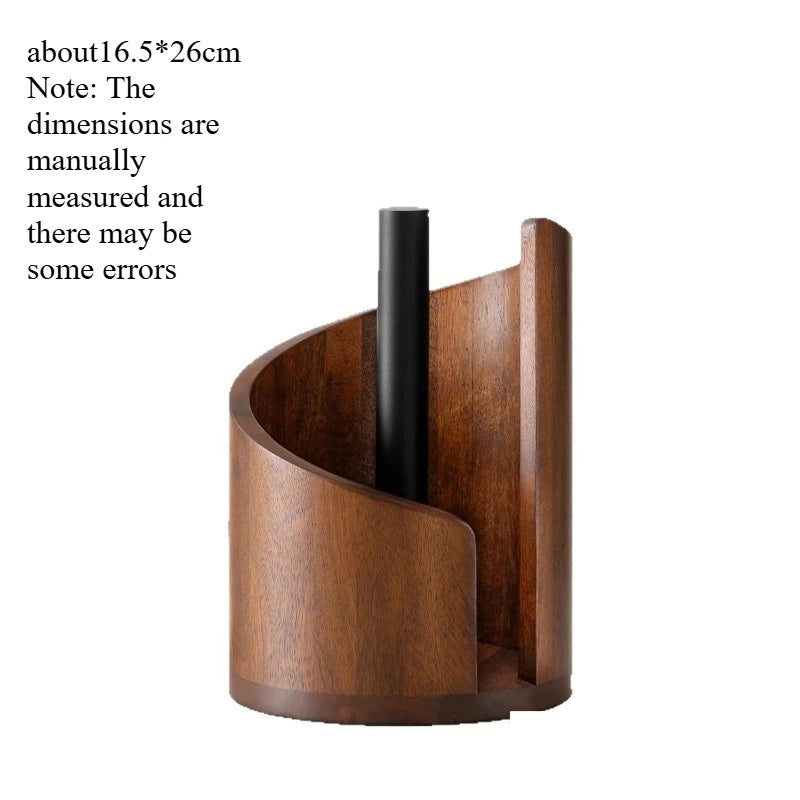 Porte Essuie-Tout en Bois à Poser, Tige Noire ou Dorée, 26 cm